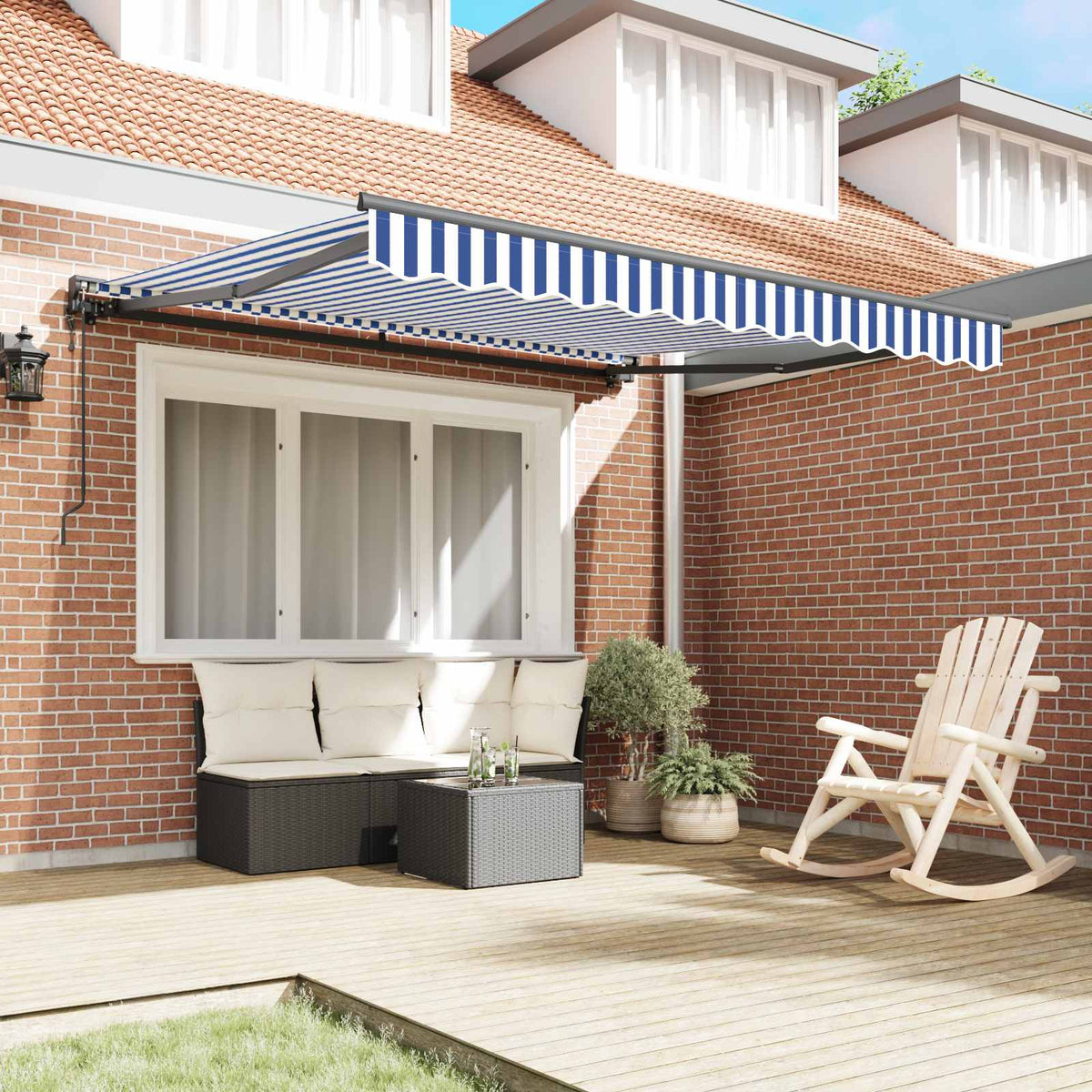 Vidaxl zijde frame blauw en wit 300 x 250 cm polyester met pu-coating