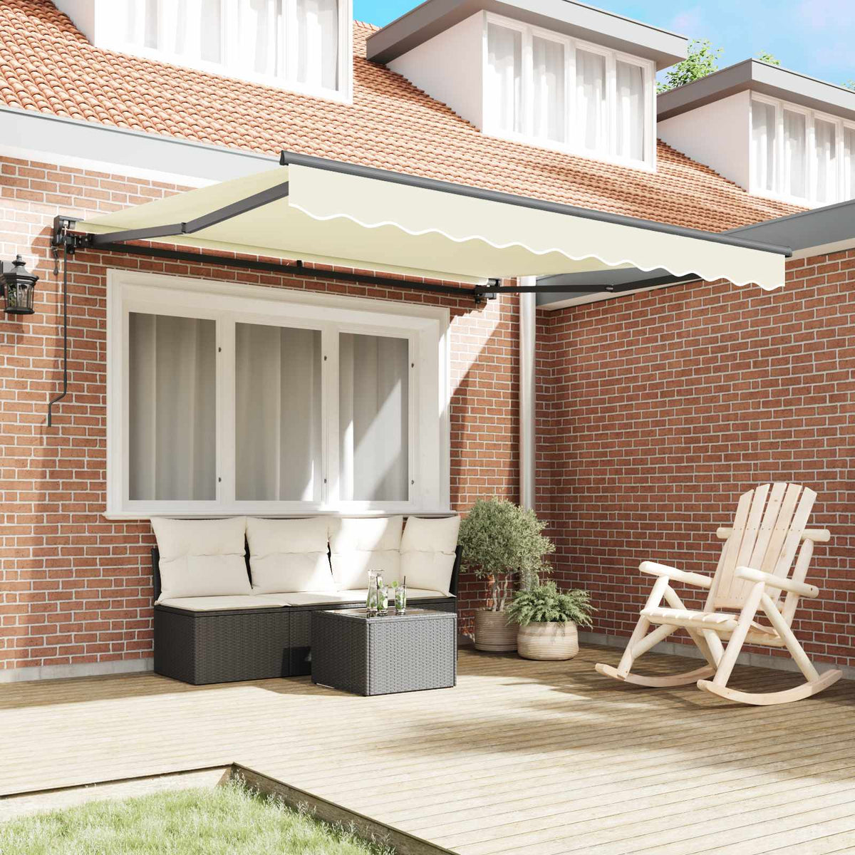 Vidaxl zijde frame crèmekleurig 300 x 250 cm polyester met pu-coating