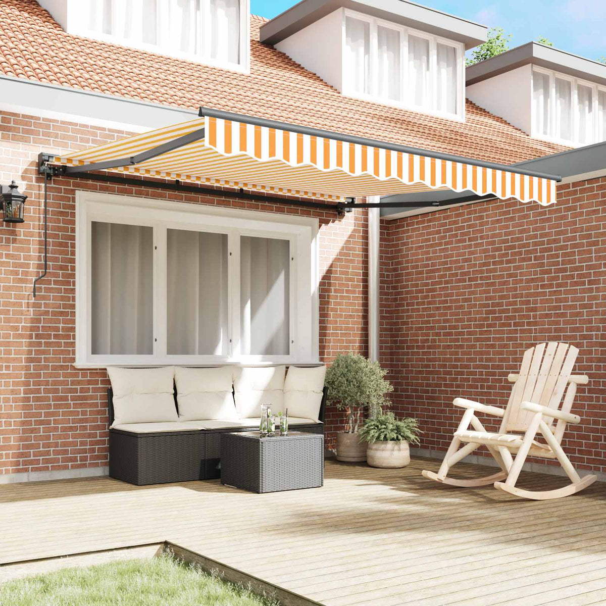 Vidaxl zijde frame geel en wit 300 x 250 cm polyester met pu-coating