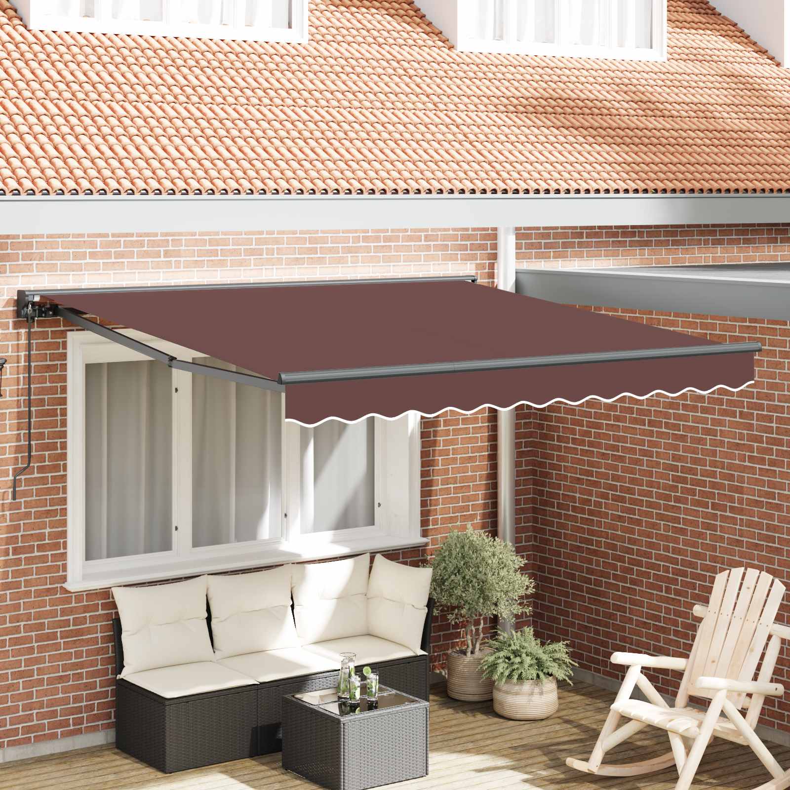 Vidaxl zijde frame bruin 300 x 250 cm polyester met pu-coating