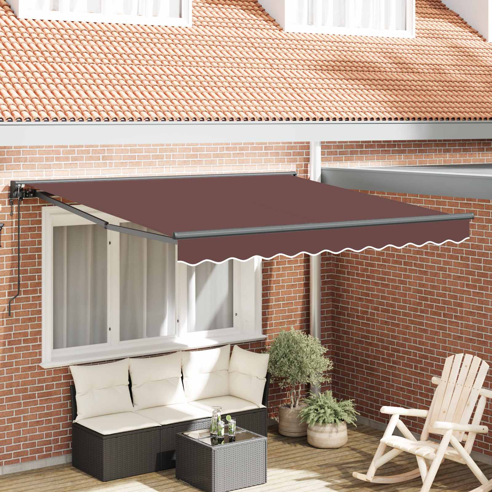 Vidaxl zijde frame bruin 300 x 250 cm polyester met pu-coating