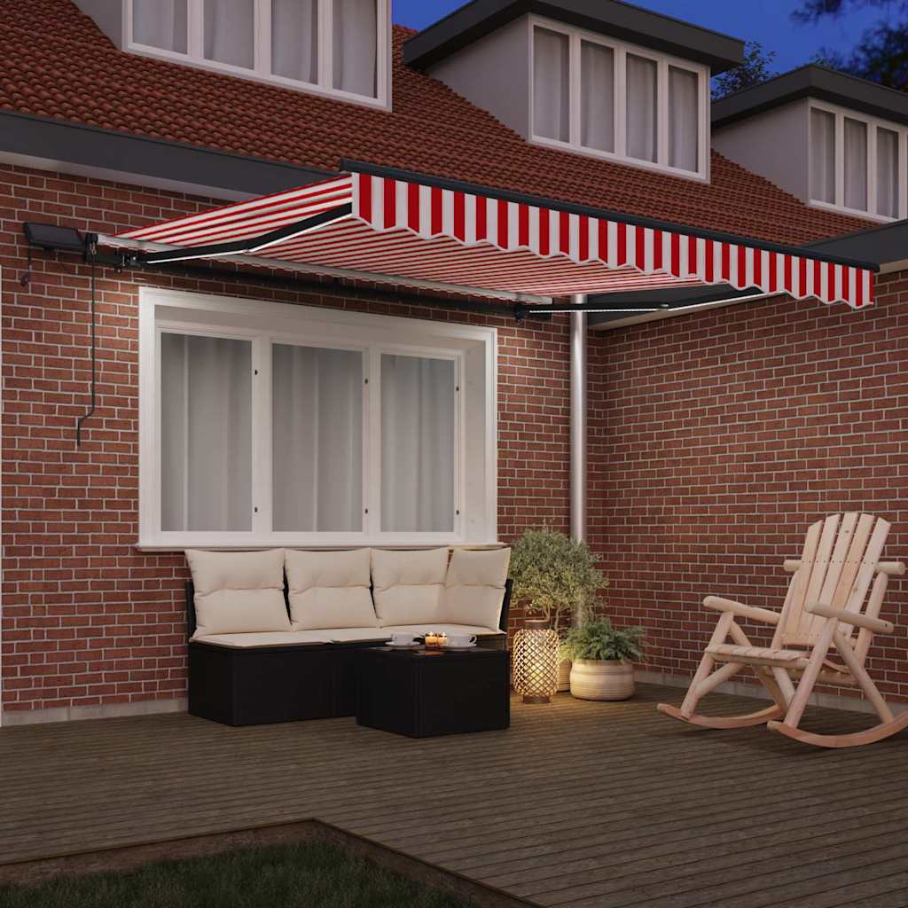 Vidaxl inklapbaar zonnescherm rood en wit 300 x 250 cm stof