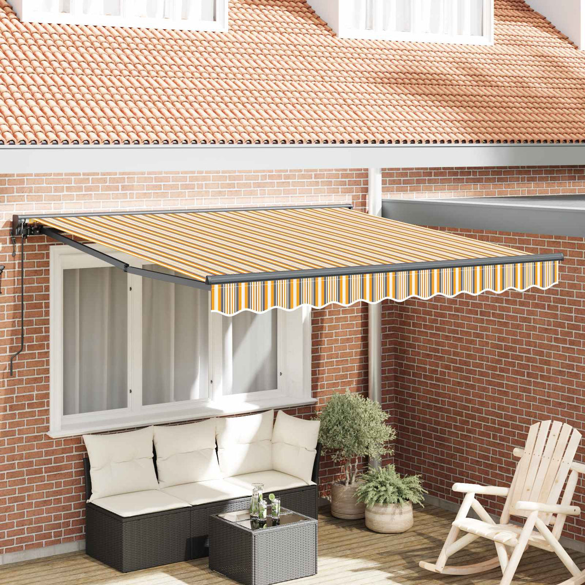 Vidaxl zijde frame geel en grijs 300 x 250 cm polyester met pu-coating