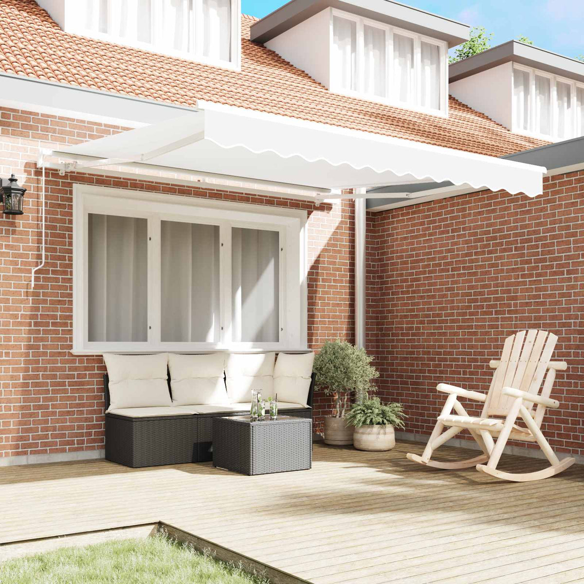 Vidaxl uitschuifbare luifel wit 300 x 250 x 165 cm