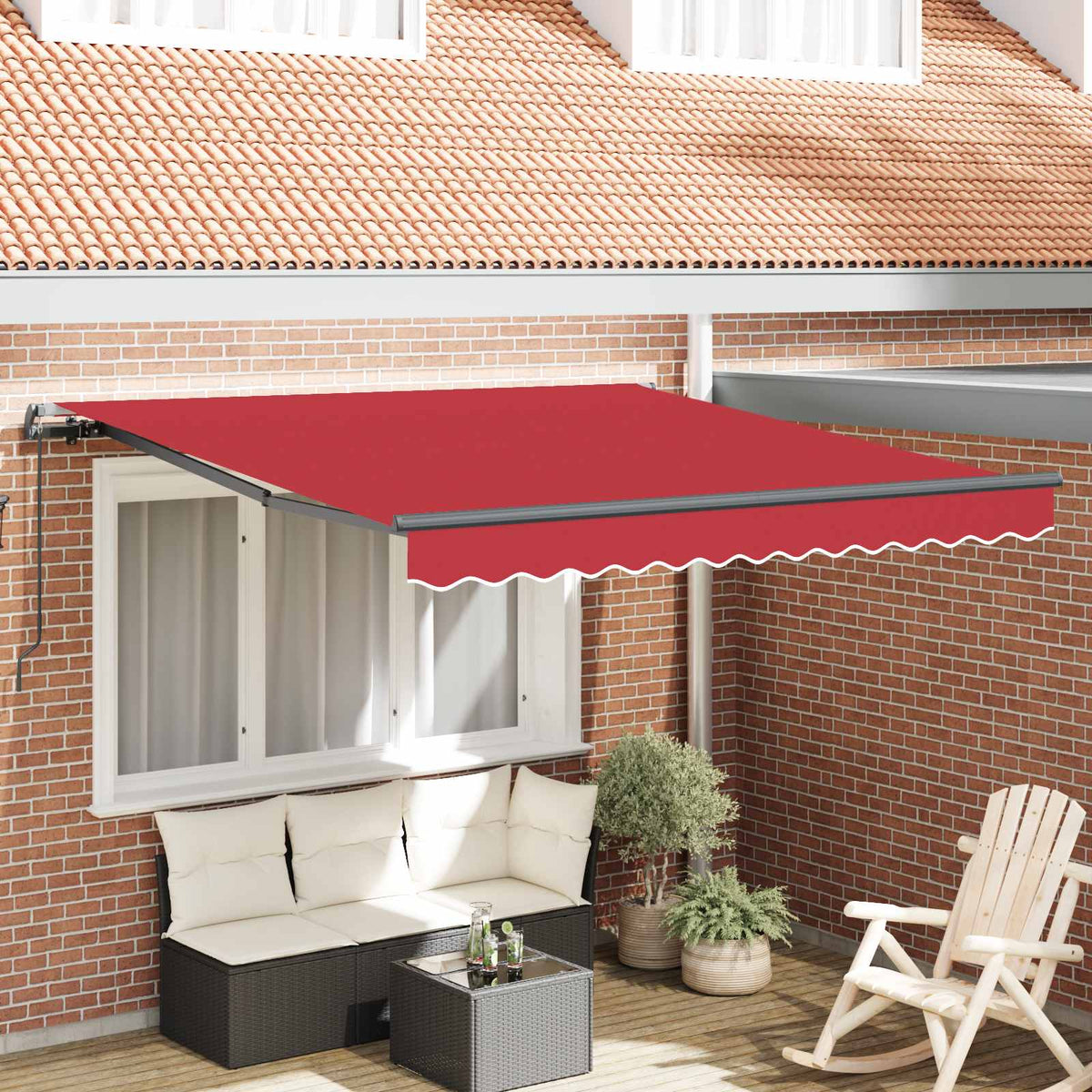 Vidaxl uitschuifbare luifel rood 300 x 250 cm polyester en aluminium