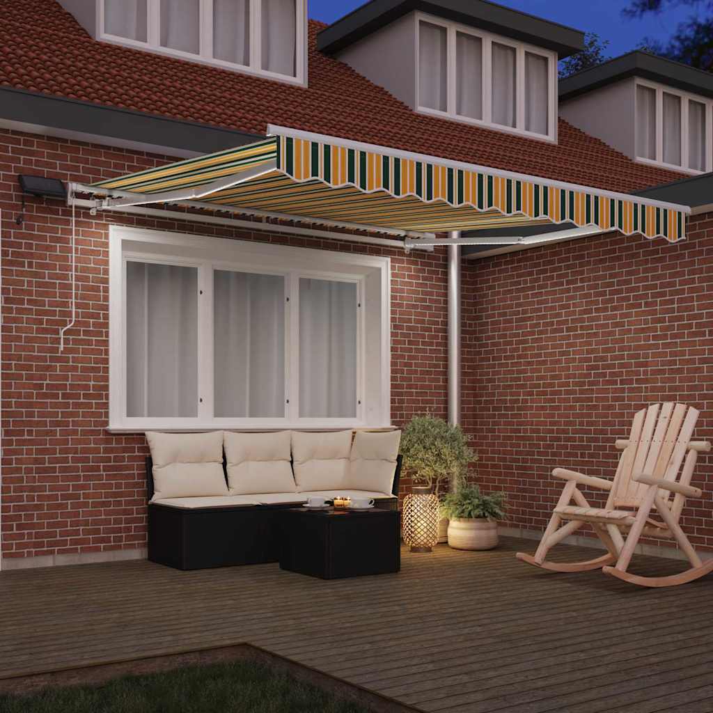 Vidaxl inklapbaar zonnescherm groen en geel 300 x 250 cm stof en staal