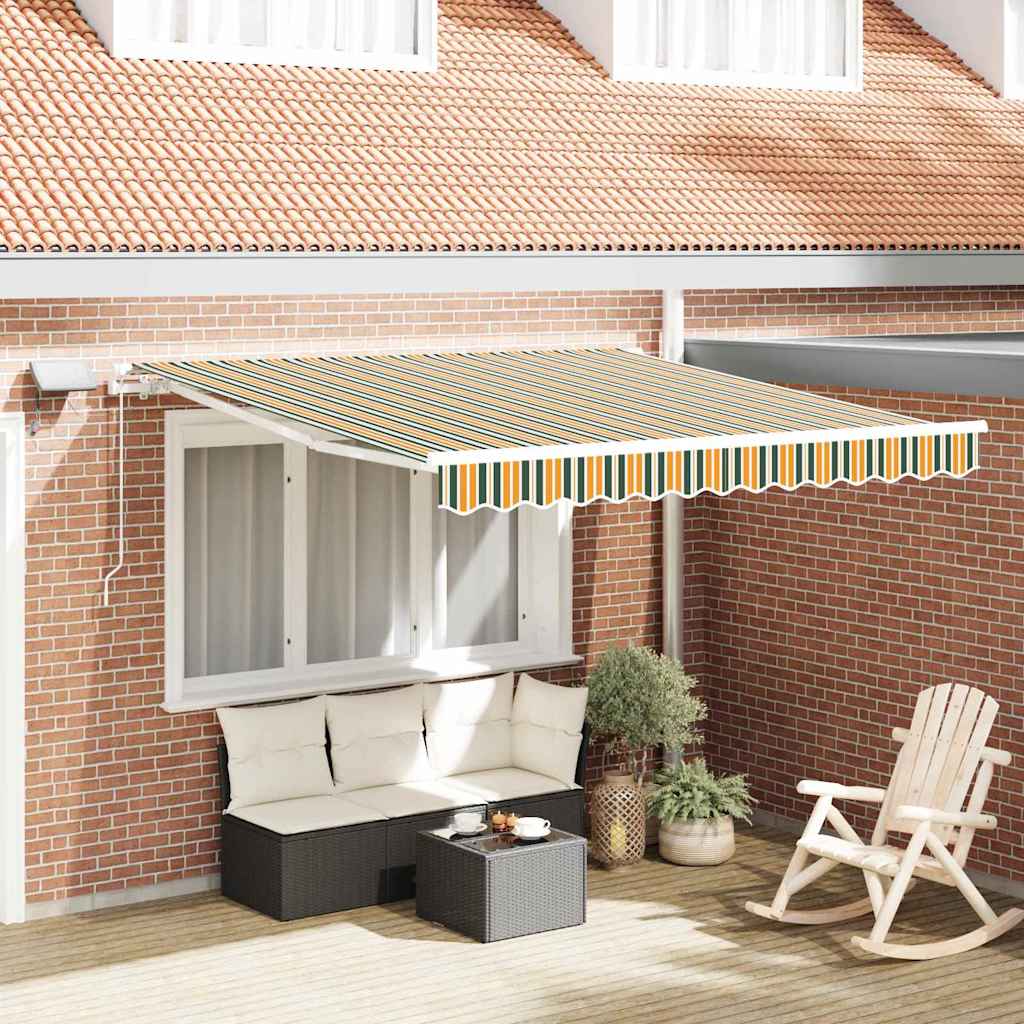 Vidaxl inklapbaar zonnescherm groen en geel 300 x 250 cm stof en staal