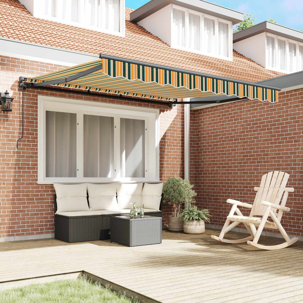 Vidaxl zijde frame groen en geel 300 x 250 cm polyester met pu-coating