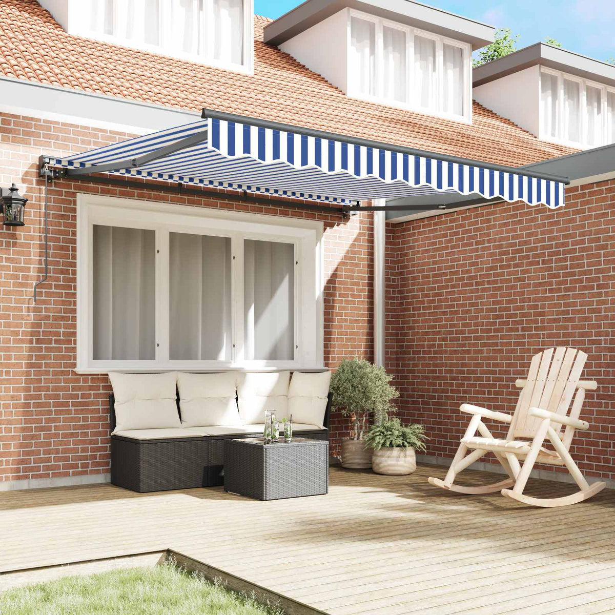 Vidaxl zijde frame blauw en wit 350 x 250 cm polyester met pu-coating