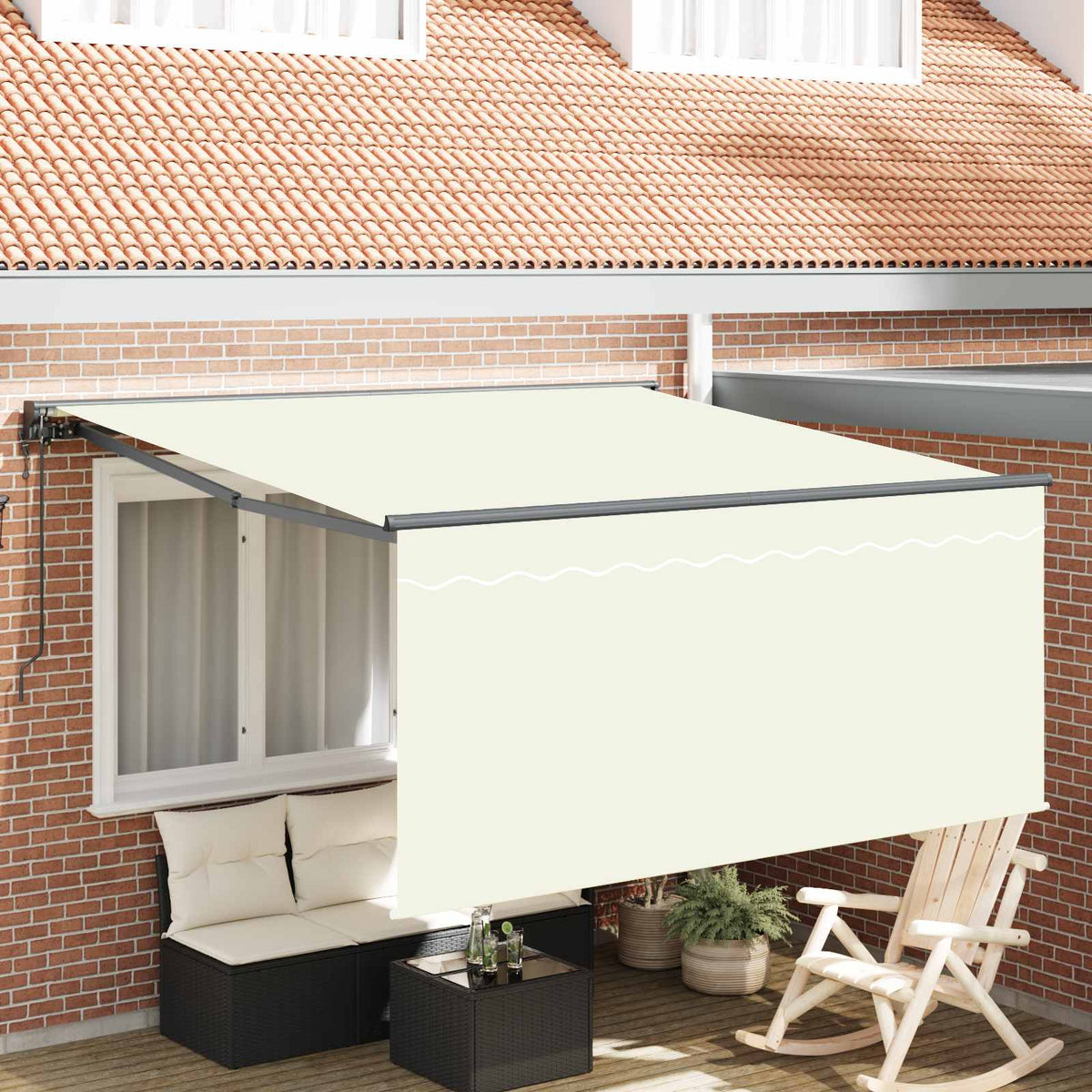 Vidaxl uitschuifbare luifel crème 350 x 250 cm polyester en aluminium