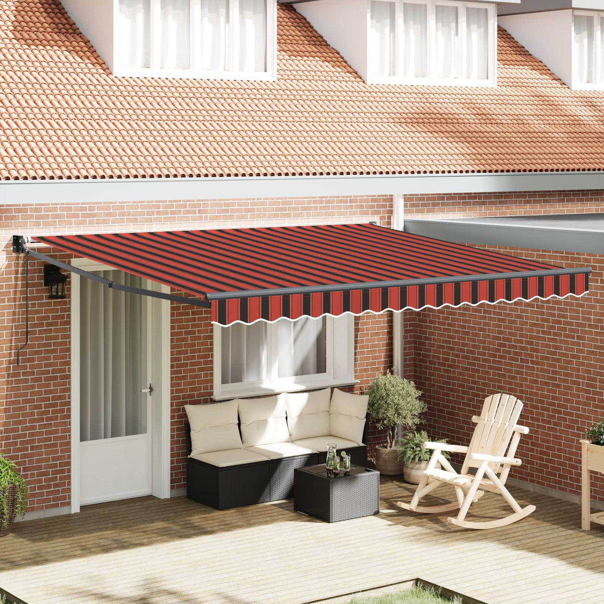 Vidaxl uitschuifbare luifel oranje en bruin 350 x 250 cm polyester