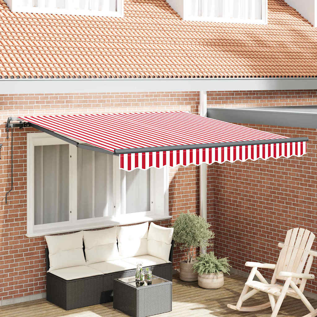 Vidaxl inklapbaar zonnescherm rood en wit 350 x 250 cm