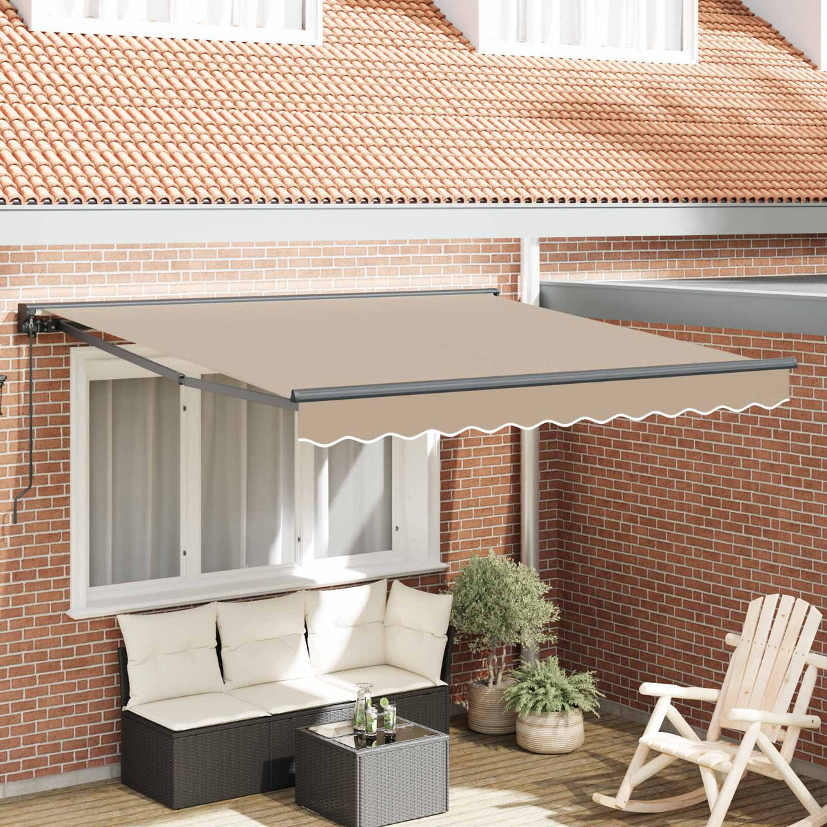 Vidaxl zijde frame beige 350 x 250 cm polyester met pu-coating