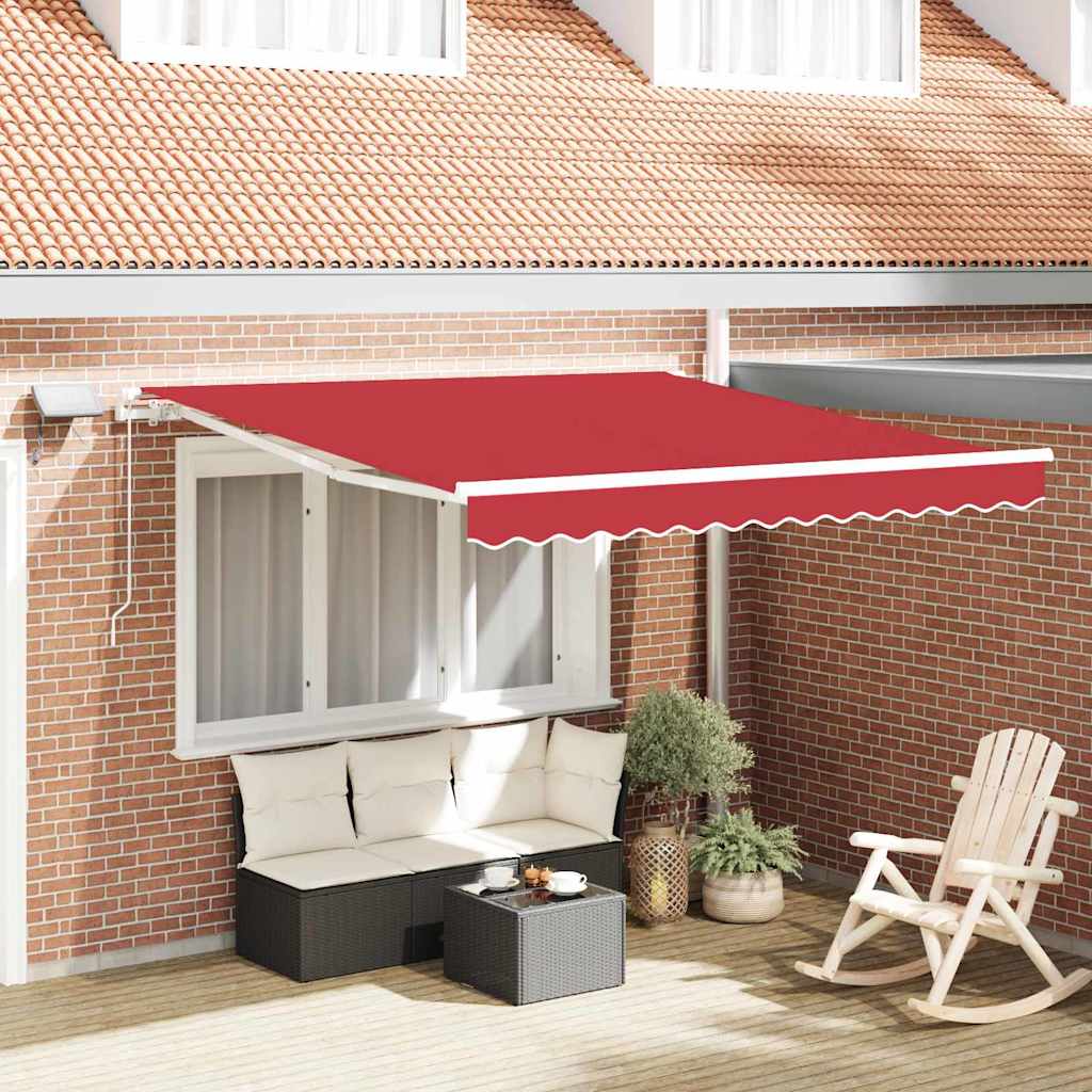 Vidaxl inklapbaar zonnescherm rood 350 x 250 cm stof en staal