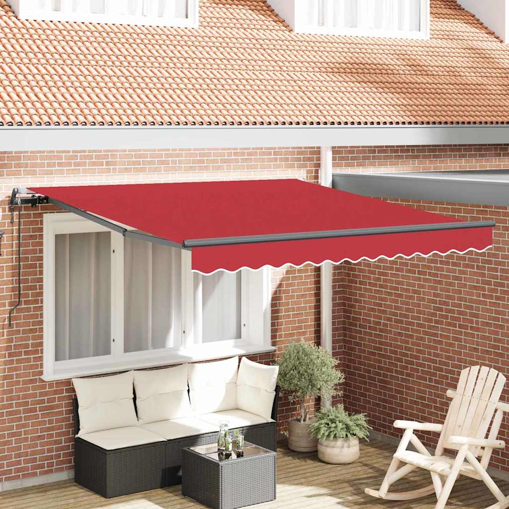 Vidaxl inklapbaar zonnescherm rood 350 x 250 cm stof en aluminium