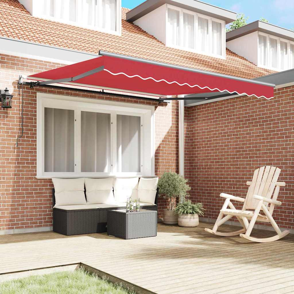 Vidaxl inklapbaar zonnescherm rood 350 x 250 cm stof en aluminium