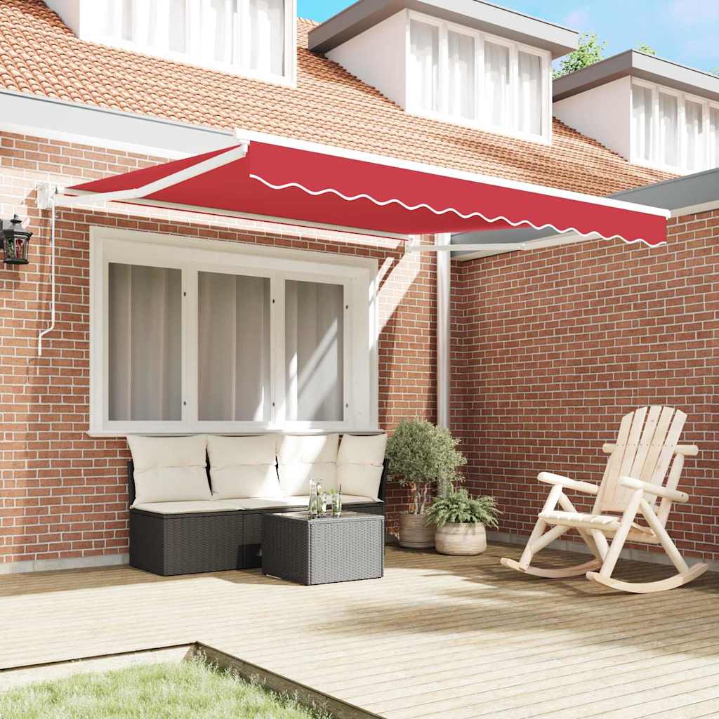 Vidaxl inklapbaar zonnescherm rood 350 x 250 cm polyester en aluminium