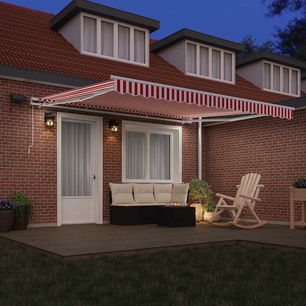 Vidaxl inklapbaar zonnescherm met rood en wit 400 ×300 cm stof