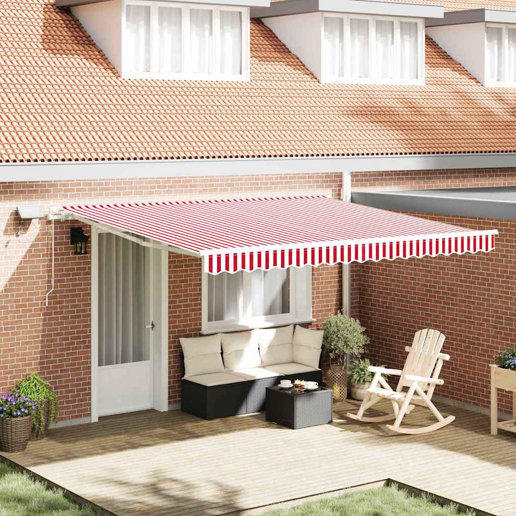 Vidaxl inklapbaar zonnescherm met rood en wit 400 ×300 cm stof