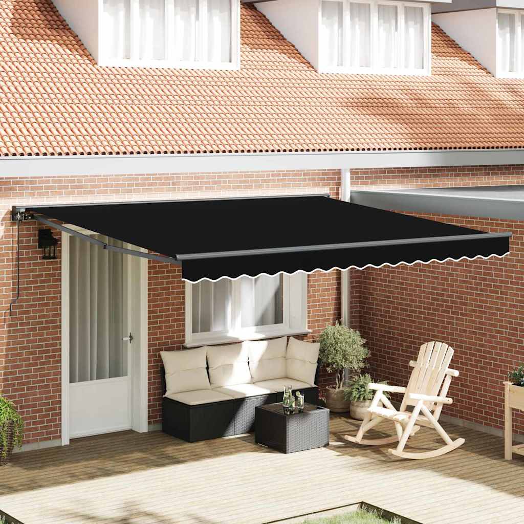 Vidaxl inklapbaar zonnescherm zwart 400 × 300 cm polyester en metaal
