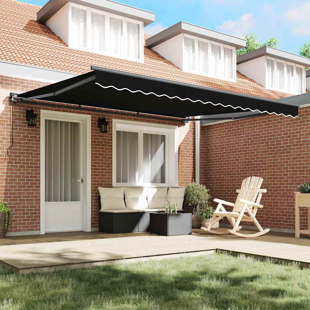 Vidaxl inklapbaar zonnescherm zwart 400 × 300 cm polyester en metaal