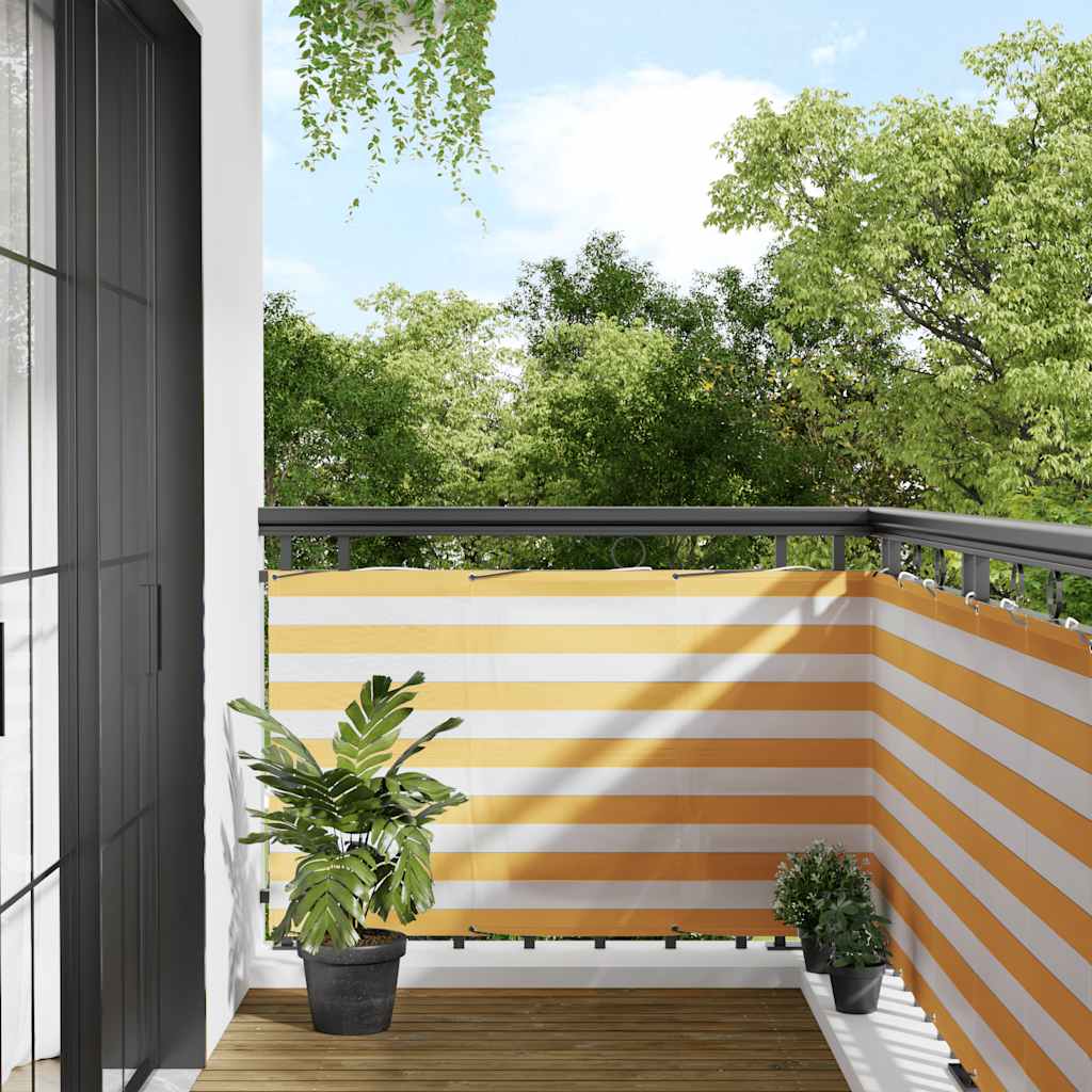 Vidaxl balkonscherm geel en wit gestreept 90x700 cm