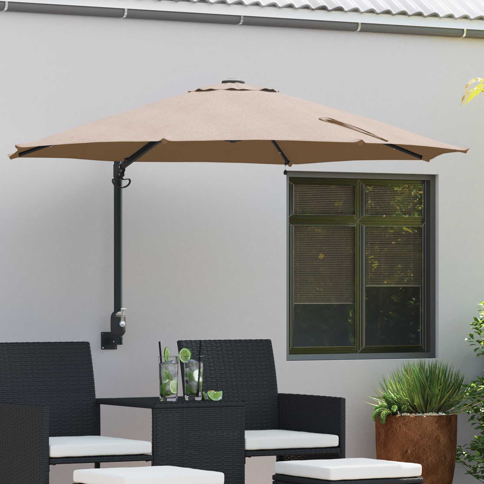 Vidaxl tuinparasol taupe 248 x 248 x 148 cm polyester en staal