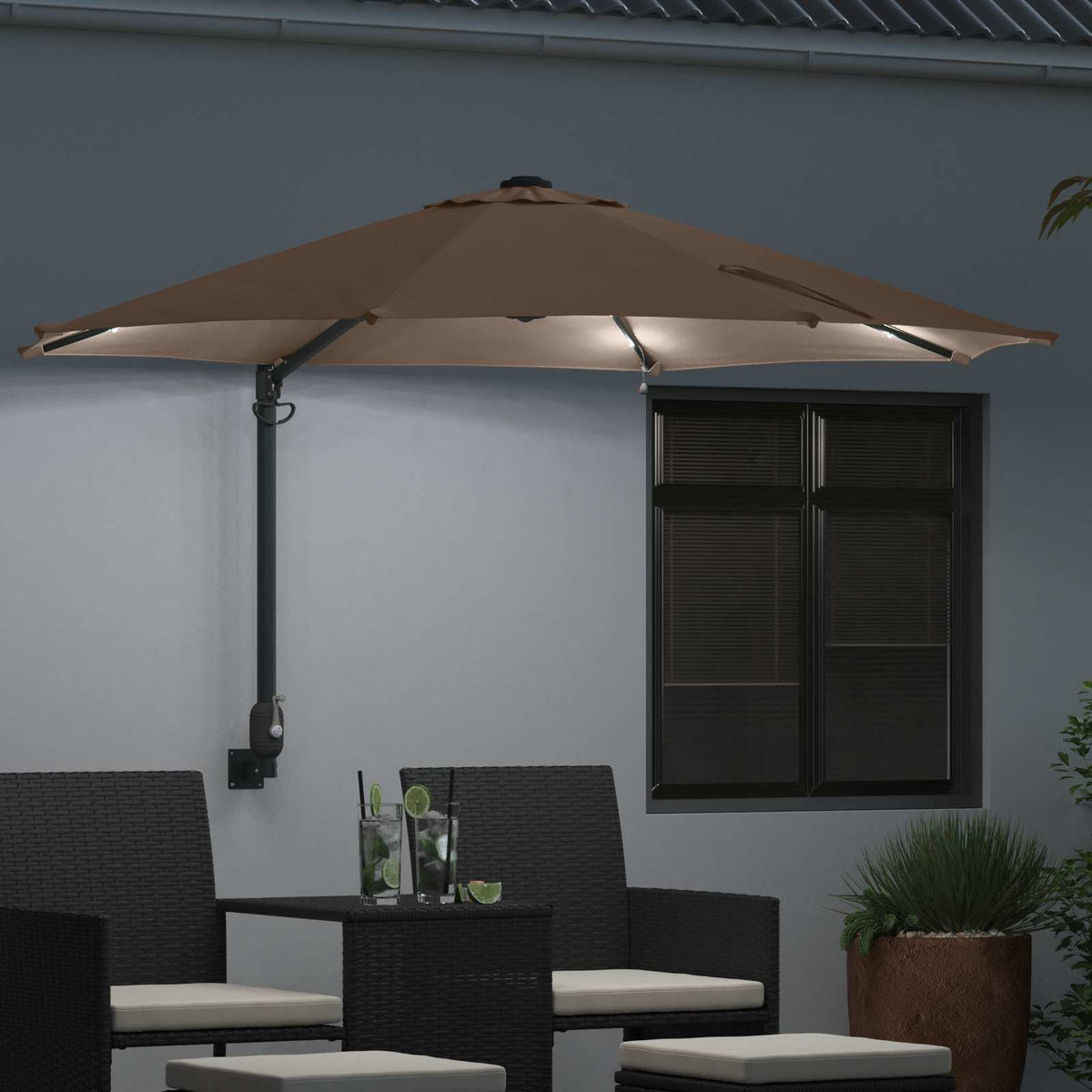 Vidaxl tuinparasol 248 x 248 x 148 cm polyester en staal taupe