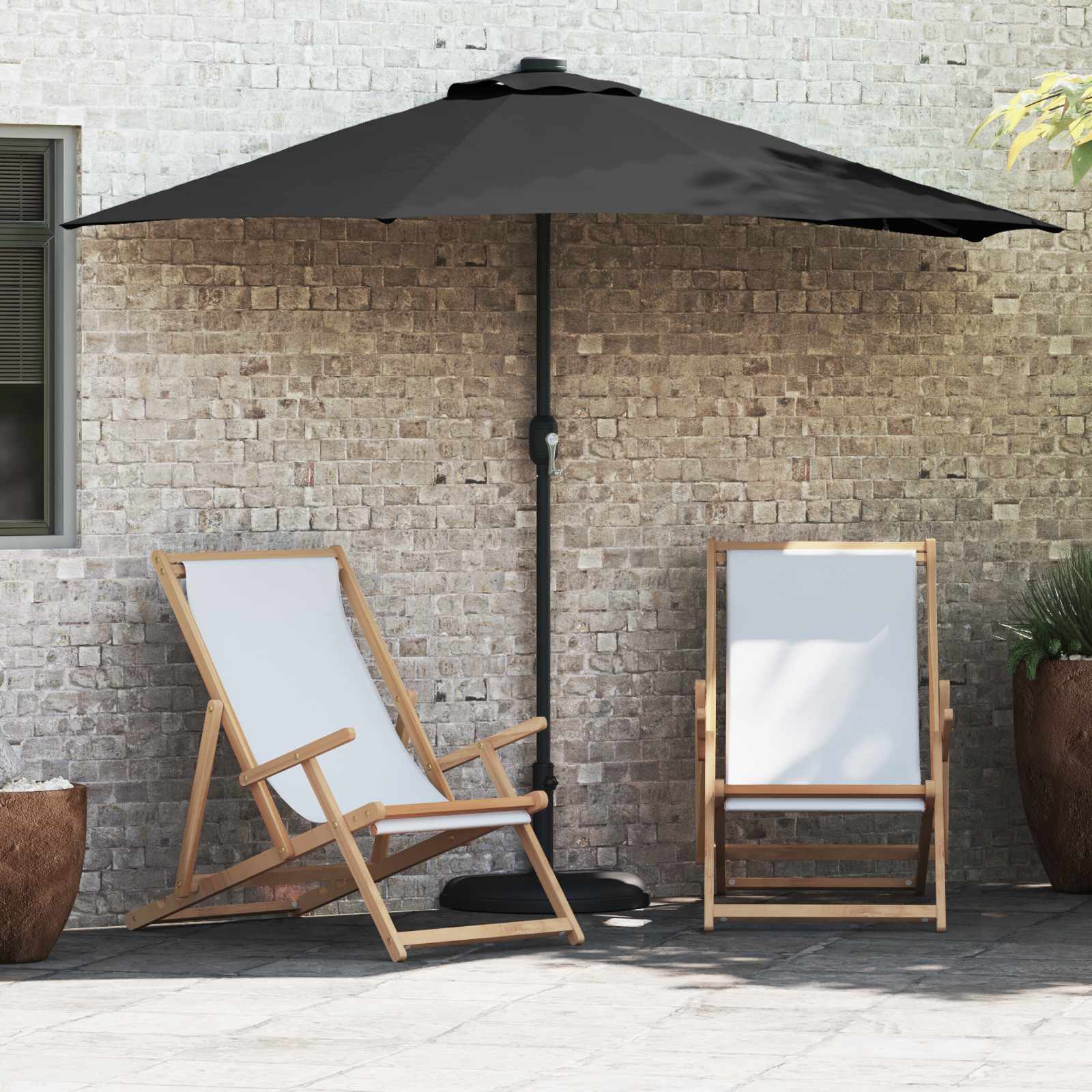 Vidaxl tuinparasol zwart 294 x 150 x 224 cm polyester en staal