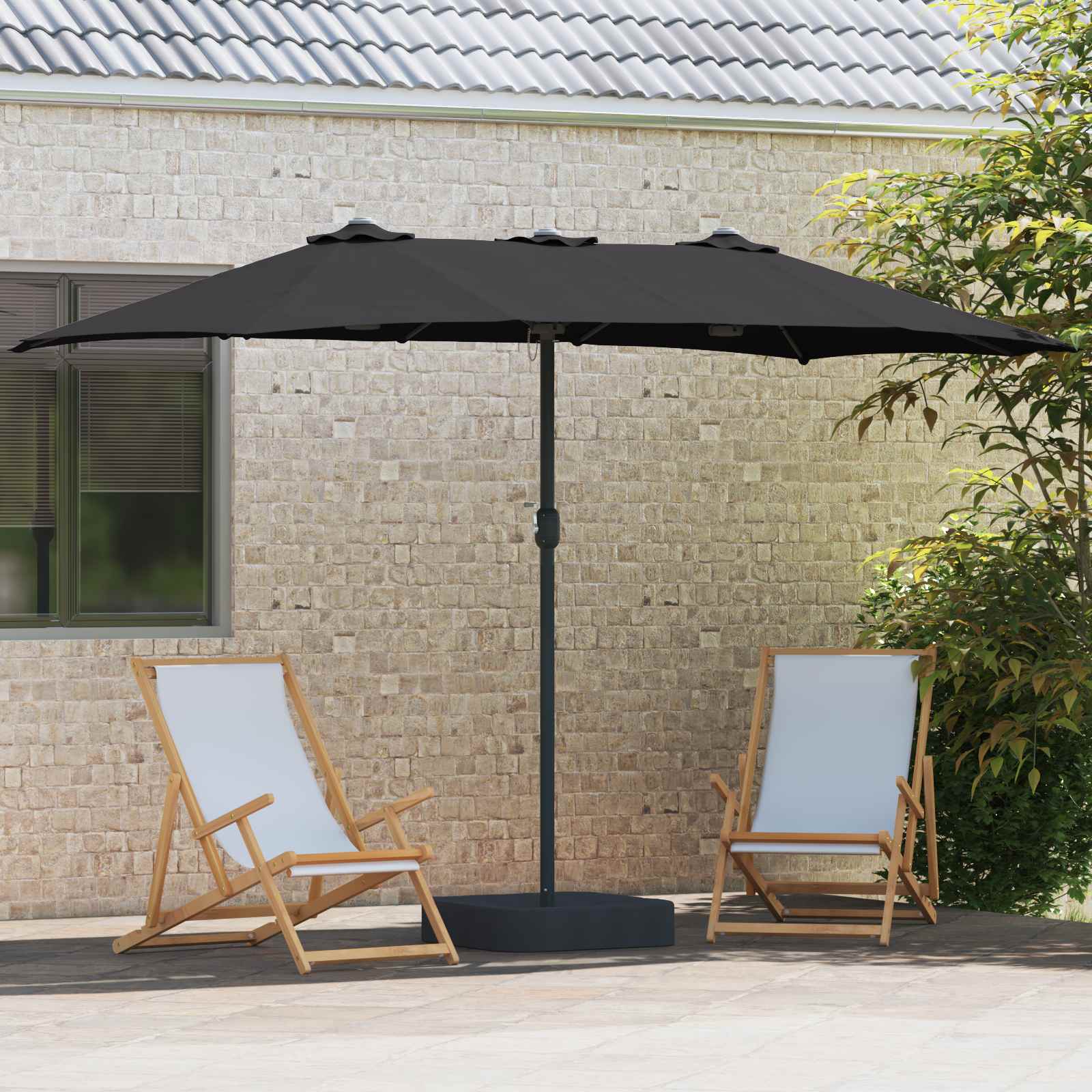 Vidaxl tuinparasol zwart 385 x 209 x 244 cm polyester