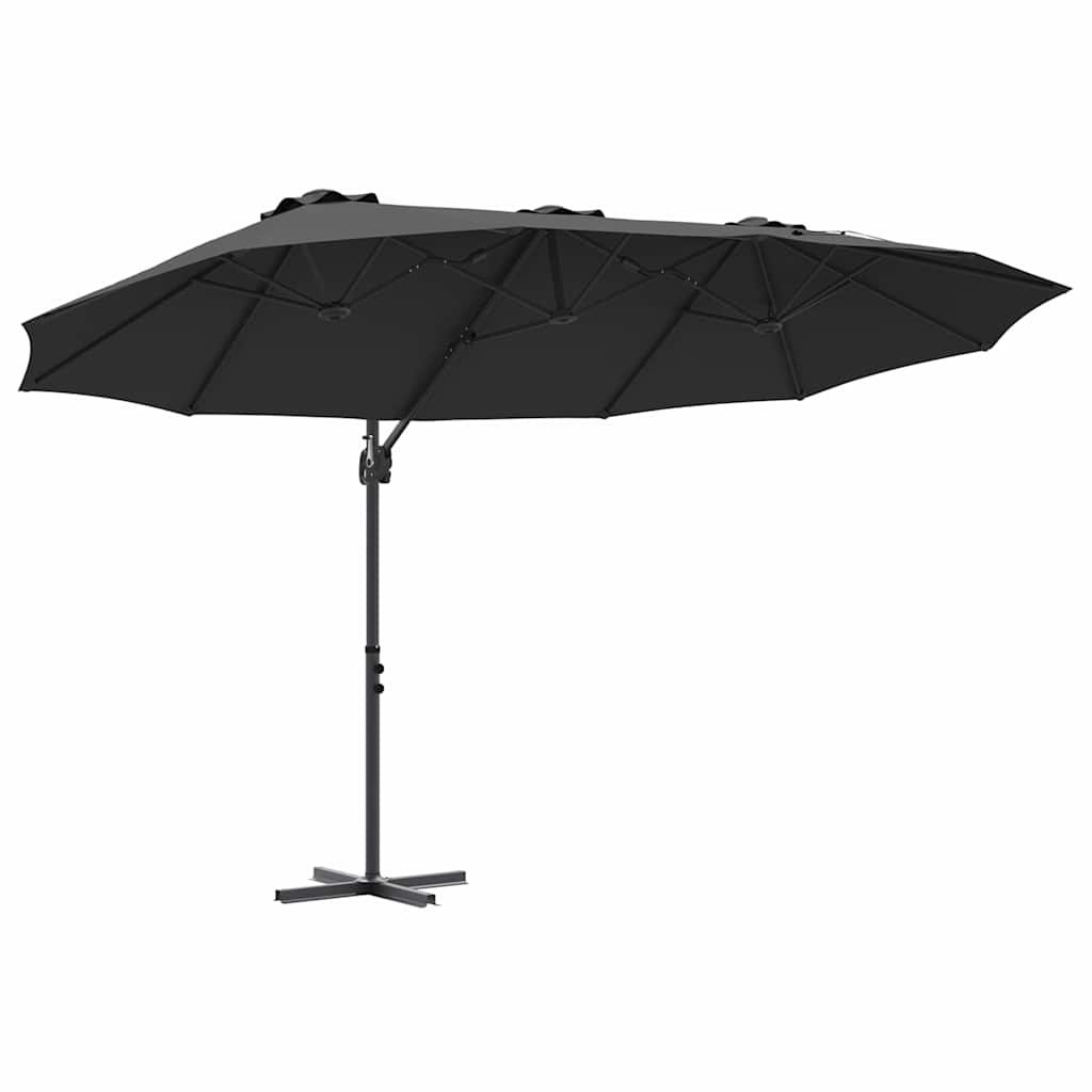 Vidaxl parasol zwart 372 x 198 x 243 cm polyester en aluminium