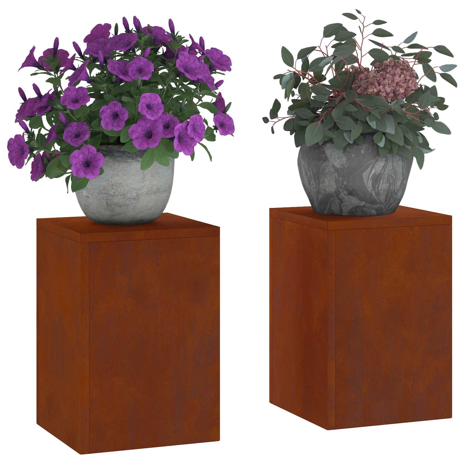 Vidaxl plantenstandaard 2 pcs roestig 24 x 24 x 35 cm cortenstaal