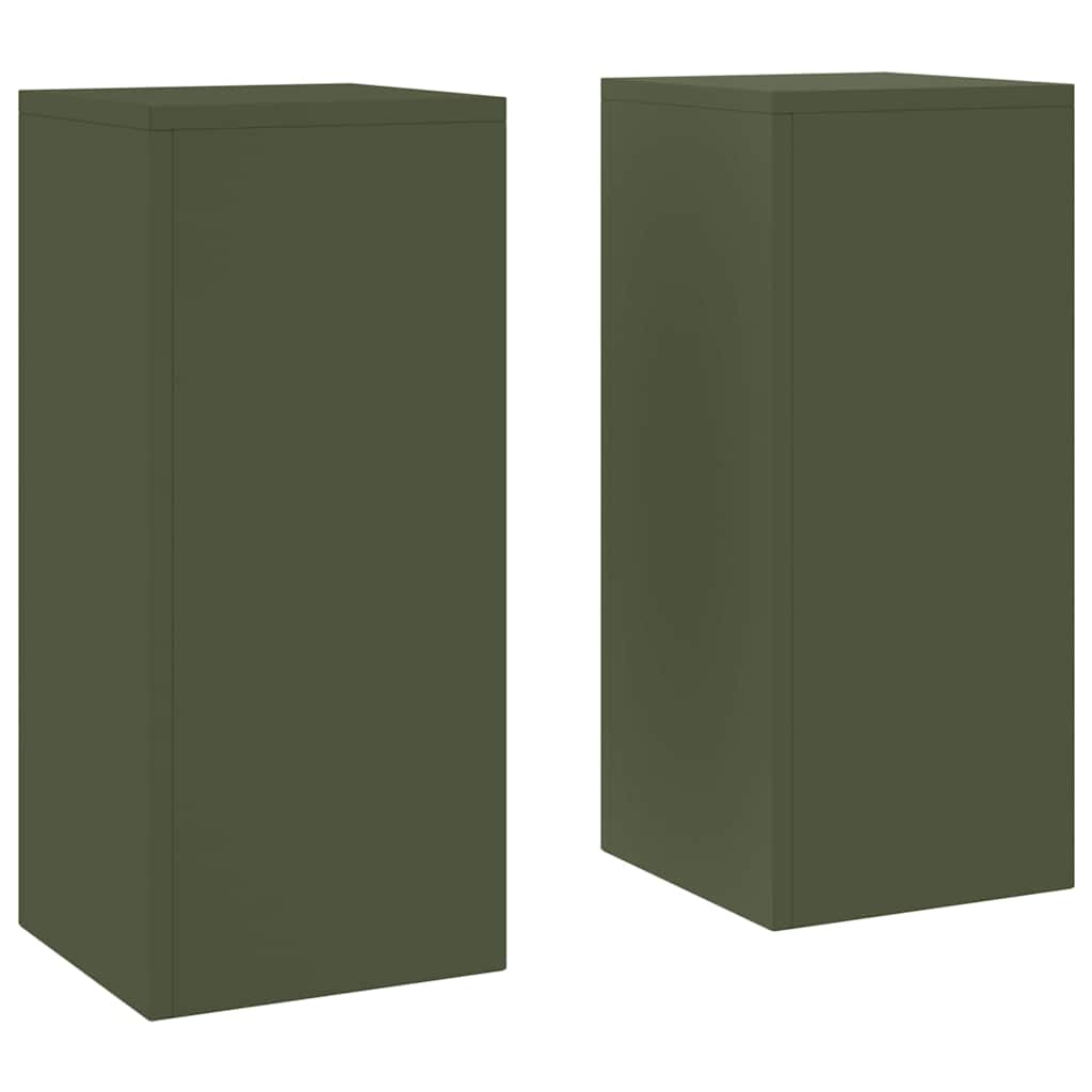 Vidaxl plantenstandaard 2 pcs olijfgroen 24 x 24 x 55 cm staal