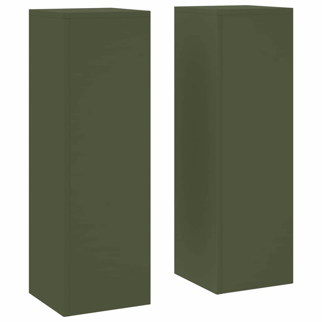 Vidaxl plantenstandaard 2 pcs olijfgroen 24 x 24 x 75 cm staal