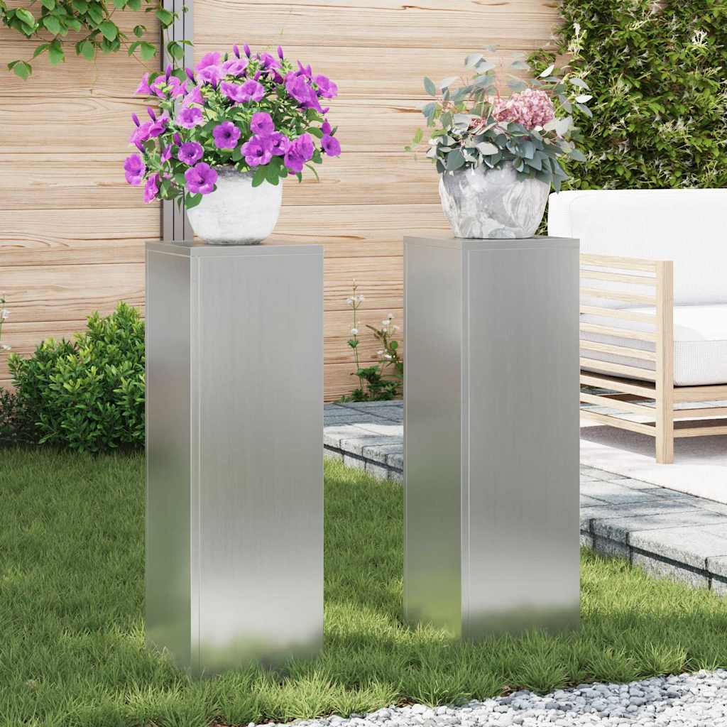 Vidaxl plantenstandaard 2 pcs zilver 24 x 24 x 75 cm