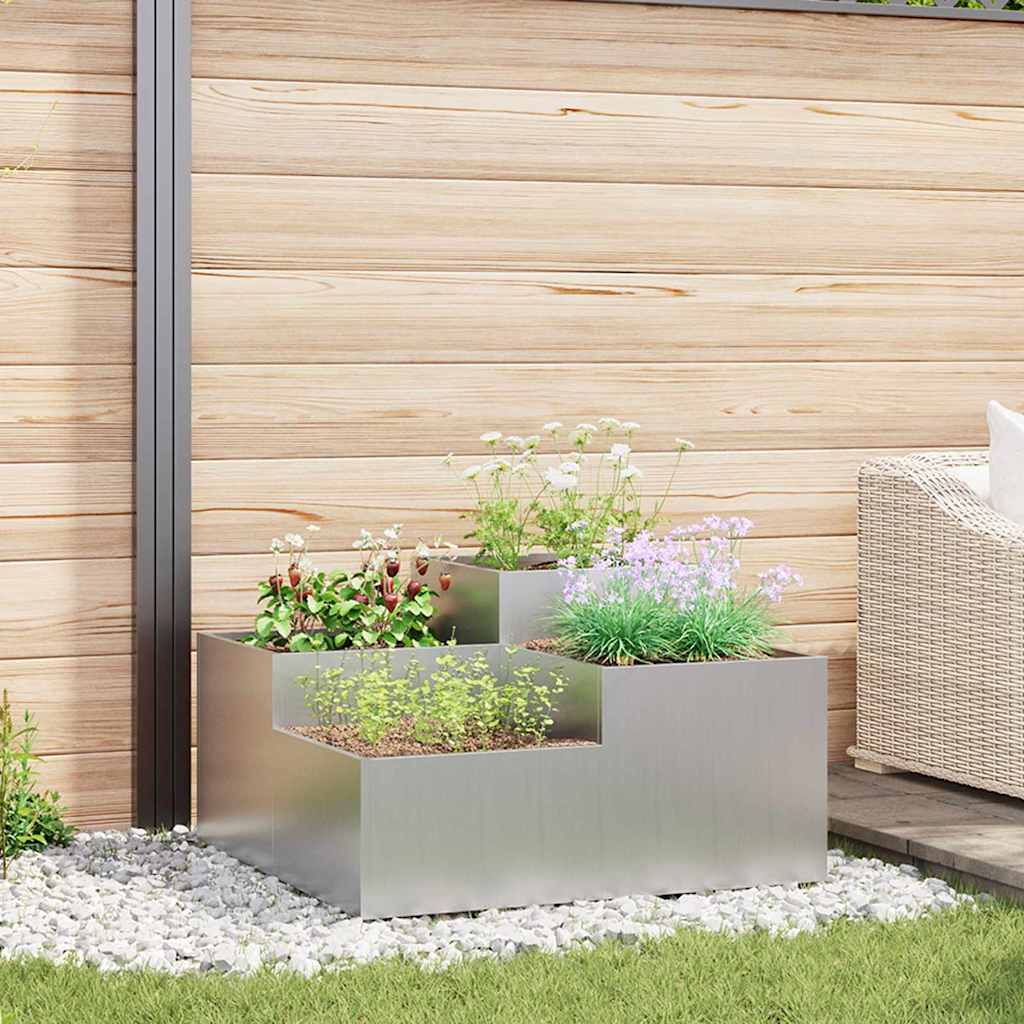 Vidaxl tuin bloempot zilver 80 x 80 x 48 cm gegalvaniseerd staal