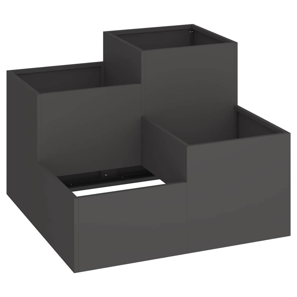 Vidaxl tuin bloempot zwart 80 x 80 x 60 cm staal