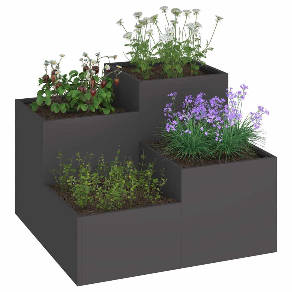 Vidaxl tuin bloempot zwart 80 x 80 x 60 cm staal