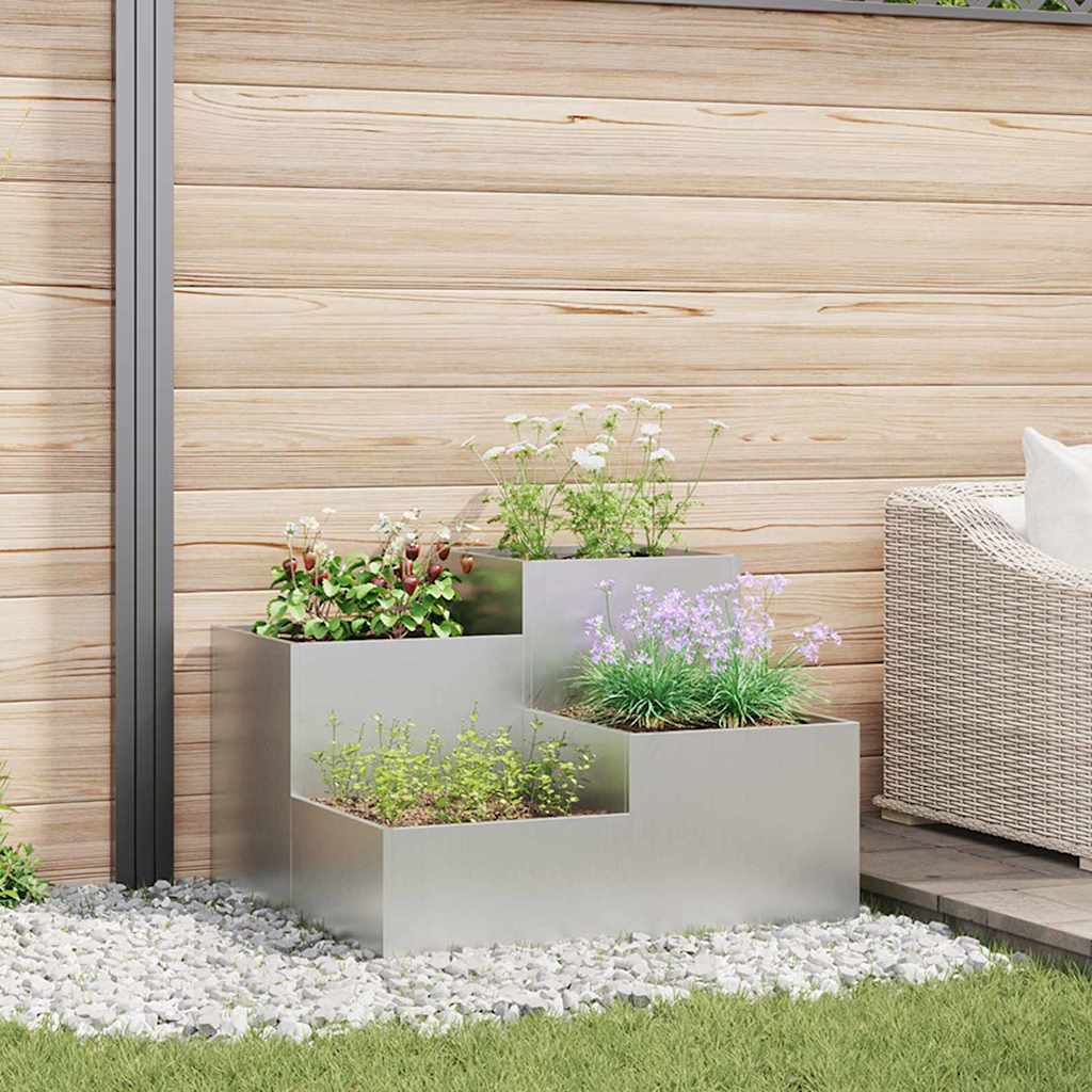 Vidaxl tuin bloempot zilver 100 x 100 x 60 cm gegalvaniseerd staal