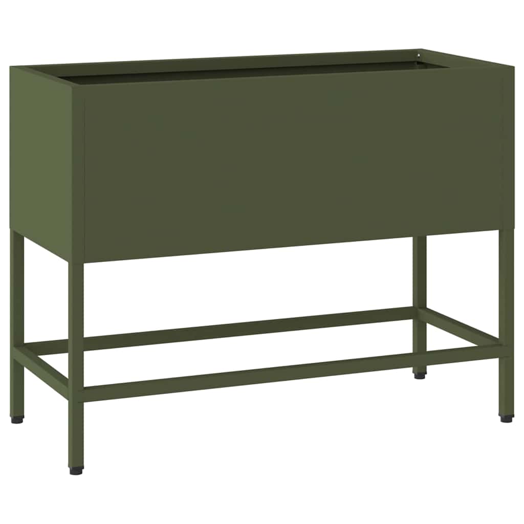 Vidaxl verhoogde tuin plantbak olijfgroen 60 x 26 x 45 cm staal