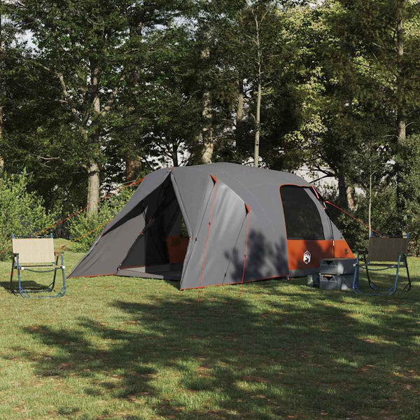 Vidaxl dome tent voor 4 personen 4-persoons grijs en oranje