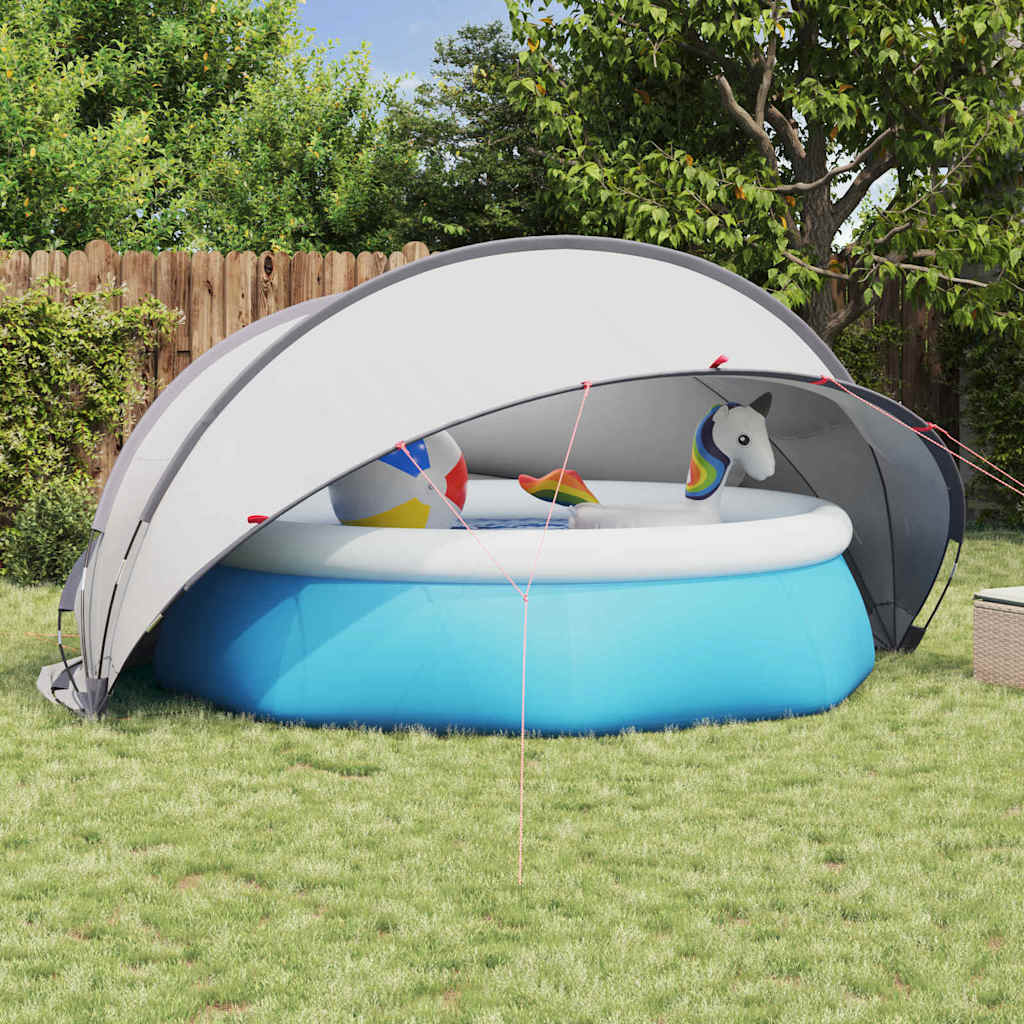 Vidaxl pooldome grijs en oranje 405 x 405 x 192 cm
