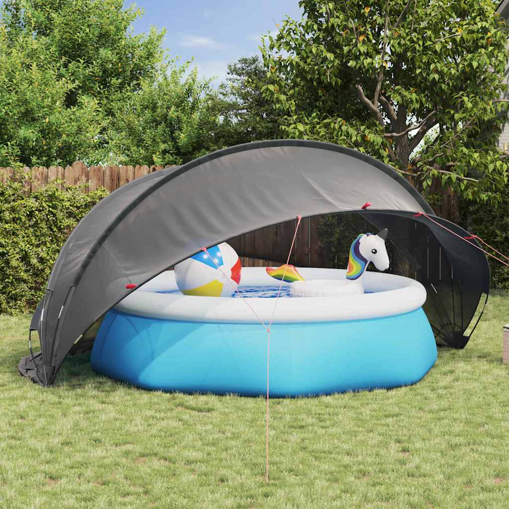 Vidaxl pooldome zwart 472 x 460 x 229 cm 185t polyester met pu-coating
