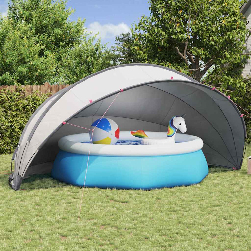 Vidaxl pooldome grijs en oranje 546 x 516 x 250 cm