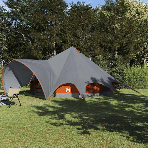 Vidaxl teepee tent voor 9 personen 9-persoons grijs en oranje