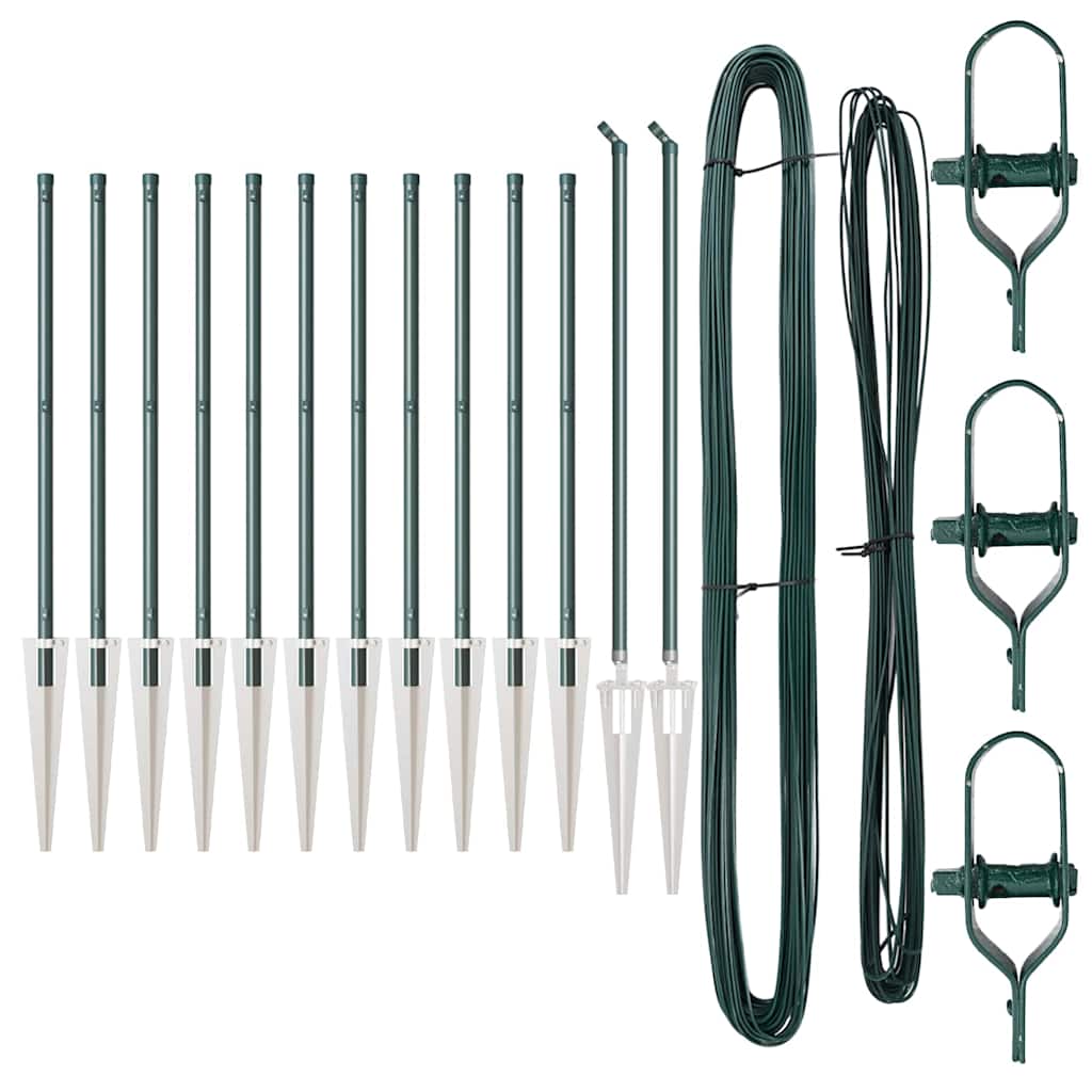 Vidaxl afrasteringspaal 13 pcs groen staal