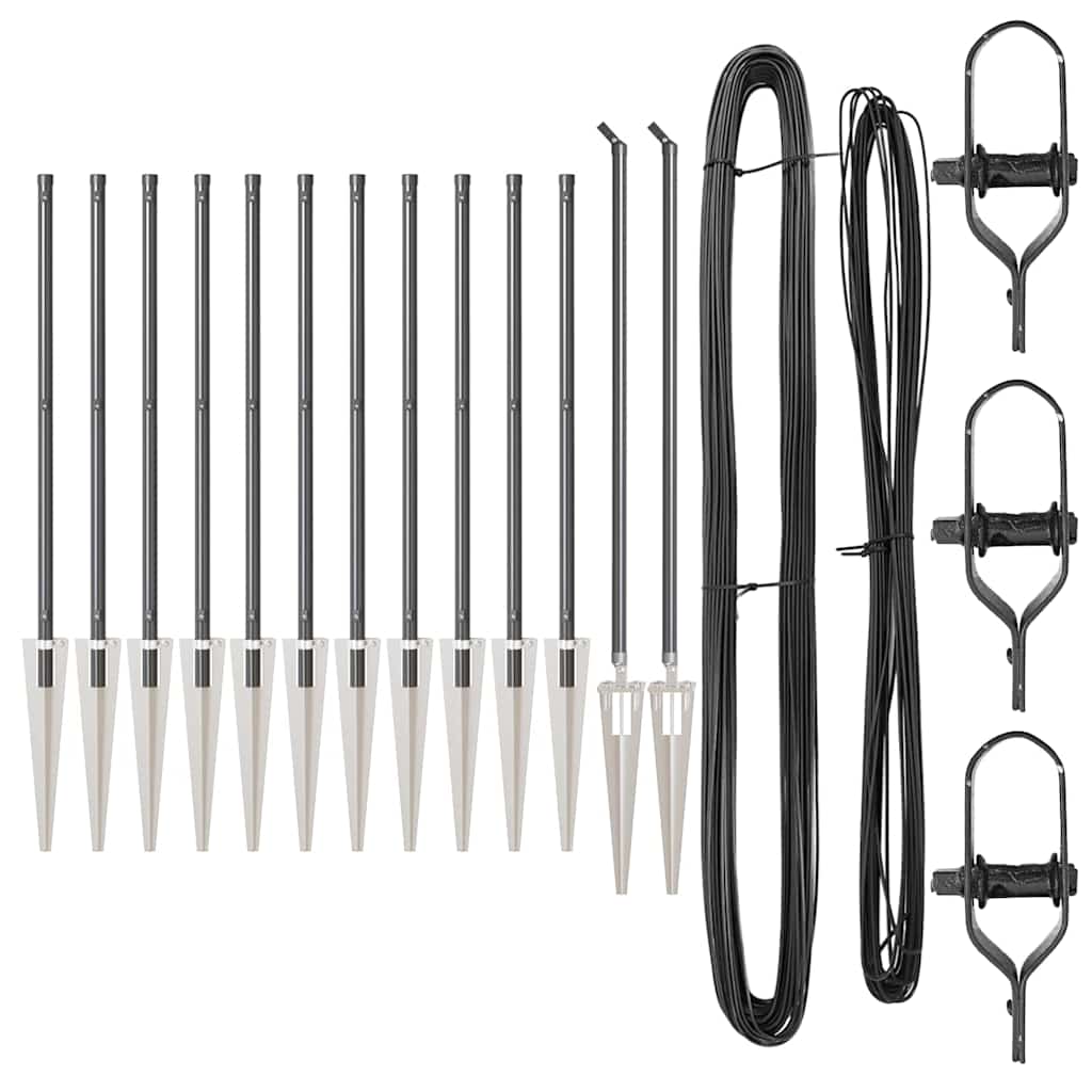 Vidaxl afrasteringspaal 13 pcs grijs staal
