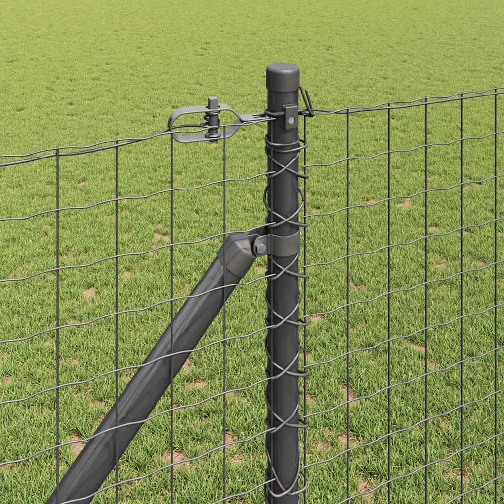 Vidaxl afrasteringspaal 7 pcs grijs staal