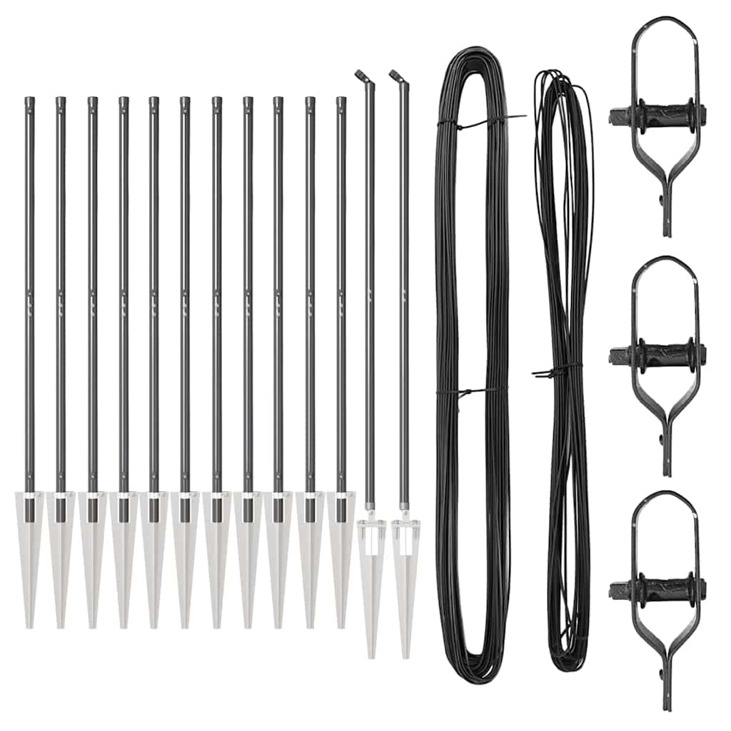 Vidaxl afrasteringspaal 13 pcs grijs staal