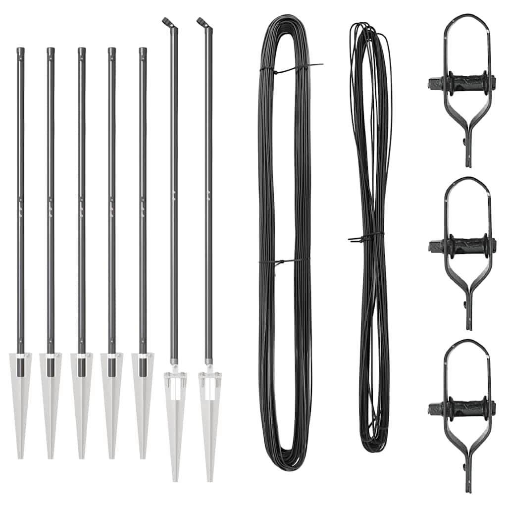Vidaxl afrasteringspaal 7 pcs grijs staal